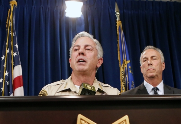 Clark County Sheriff Joe Lombardo speaks about a Sunday night car crash on the Strip during a news conference at Las Vegas Metropolitan Police Department headquarters on Monday, Dec. 21, 2015, as  ...