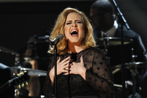 Adele performs "Rolling in the Deep" at the 54th annual Grammy Awards in Los Angeles, California, February 12, 2012. REUTERS/Mario Anzuoni (UNITED STATES - Tags: ENTERTAINMENT TPX I ...