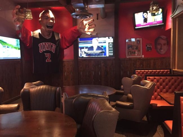 Khem Kong, a 20-foot recreation of former UNLV Rebel Khem Birch, is displayed Wednesday at PKWY Tavern, 9820 W. Flamingo Rd. Tavern owner Jonathan Fine brought the 3D recreation to his restaurant ...