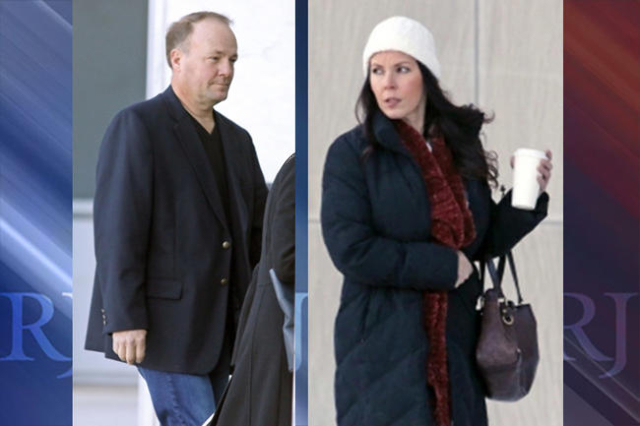 Former Las Vegas mortgage broker Steven Grimm and former Former Las Vegas real estate broker Eve Mazzarella enter Lloyd George U.S. Courthouse Wednesday, Dec. 16, 2015, in Las Vegas. Ronda Churchi ...