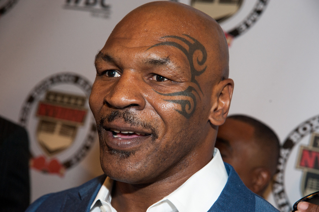 Former Heavyweight Boxing Champion Mike Tyson is seen on the red carpet at the Tropicana hotel-casino in Las Vegas Saturday, Aug. 9, 2014. (Martin S. Fuentes/Las Vegas Review-Journal)