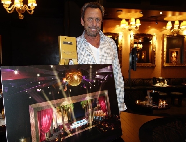 Nightclub mogul Victor Drai, with rendering of Drai‘s rooftop restaurant and pool venue. (Courtesy)