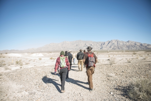 Hikers make their way through Tule Springs Fossil Beds National Monument in Las Vegas on Wednesday, Nov. 11, 2015. Tule Springs is one of the nationÂ´s newest National Park Service sites. It is  ...