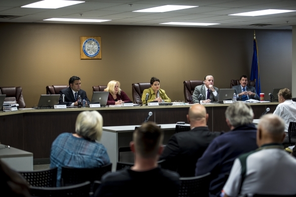 Board members of the Nevada Taxicab Authority listen during the public comment section of the Nevada Taxicab Authority meeting at their office in Las Vegas on Thursday, Nov. 19, 2015. Joshua Dahl/ ...