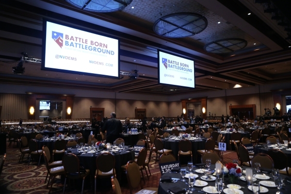 The scene before the start of the program for the Battle Born/Battleground First in the West Caucus Dinner at the MGM Grand Conference Center on Wednesday, Jan. 6, 2016, in Las Vegas. Erik Verduzc ...