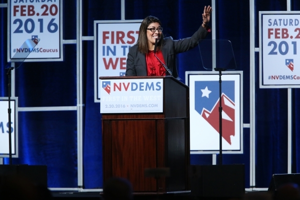 Former Assemblywoman Lucy Flores speaks during the Battle Born/Battleground First in the West Caucus Dinner at the MGM Grand Conference Center on Wednesday, Jan. 6, 2016, in Las Vegas. Erik Verduz ...