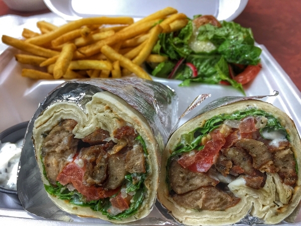 Pita House, 1310 E. Silverado Ranch Blvd., Suite 101, offers a variety of Mediterranean meals, including a gyros wrap served with French fries and a Fattoush salad. Fernando Lopez/Special to View