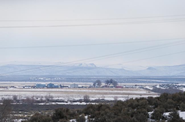 Homes are seen from the Malheur National Wildlife Refuge headquarters, which are occupied by anti-government protestors, near Burns, Ore. on Monday, Jan. 4, 2016. The protestors, many of them arme ...