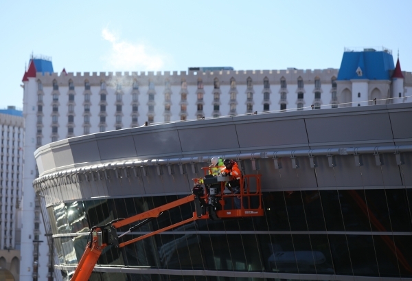 Construction workers continue building the exterior of the T-Mobile Arena on the Strip in Las Vegas on Wednesday, Jan. 6, 2016. Brett Le Blanc/Las Vegas Review-Journal Follow @bleblancphoto