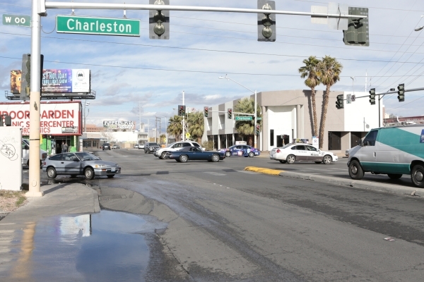 South Main Street looking north from West Charleston Boulevard in Las Vegas is shown on Wednesday, Jan. 6,  2016. (Donavon Lockett/Las Vegas Review-Journal)