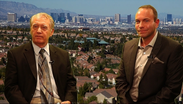 Las Vegas Review-Journal‘s Hal DeKeyser, left, interviews Greater Las Vegas Association of Realtors President Scott Beaudry about the 2016 Las Vegas housing market.