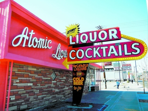 The old Atomic Liquors sign is shown outside the once-closed bar at 917 Fremont St., on Jan. 28, 2011, in Las Vegas. (Kristi Jourdan/View)