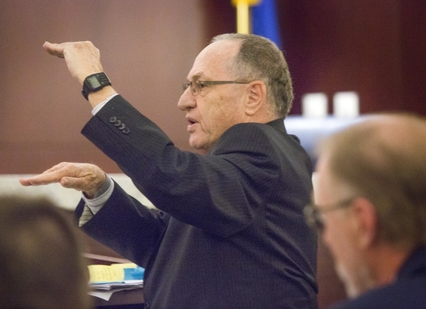 Renowned Harvard University law professor Alan Dershowitz, representing Las Vegas Sands, appears in front of the Nevada Supreme Court at the Regional Justice Center on Tuesday, Jan. 26, 2016. This ...