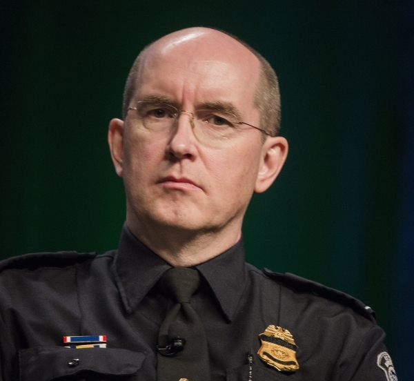 Warren Eales, Port Director for the U.S. Customs & Border Protection at McCarran International Airport during a travel and tourism panel discussing at Preview inside the Cox Pavilion on the ...