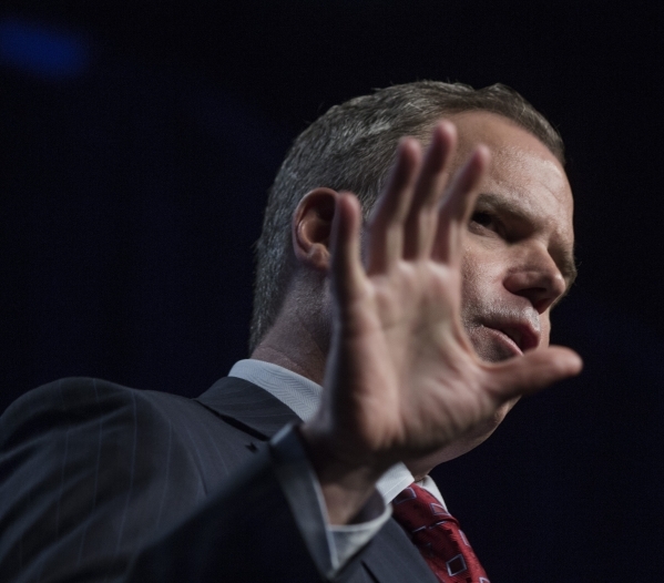 Jim Murren, Chairman/CEO of MGM Resorts International speaks during Preview in the Cox Pavilion on the UNLV Campus, on Friday, Jan. 29,2016. Jeff Scheid/Las Vegas Review-Journal Follow @jlscheid