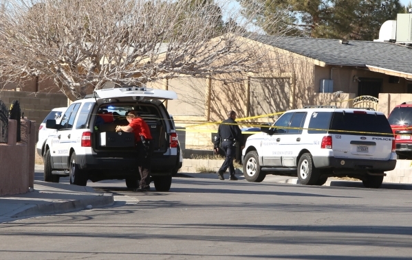 North Las Vegas police are investigating a homicide at a house in the 1200 block of Ferguson Avenue, near the intersection of Evans Avenue and Civic Center Drive on Monday, Jan. 25, 2016. Police ...
