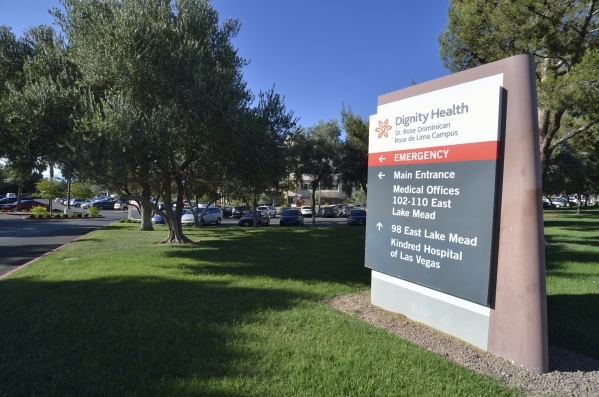 The Rose de Lima Campus of the Dignity Health St. Rose Dominican hospital is shown at 102 E. Lake Mead Parkway in Henderson on Tuesday, June 16, 2015. Bill Hughes/Las Vegas Review-Journal
