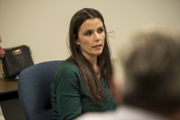 Amber Bosket, secretary for the Conservation District of Southern Nevada, speaks during a board meeting at the USDA Service Center in Las Vegas on Thursday, Jan. 28, 2016. Joshua Dahl/Las Vegas Re ...