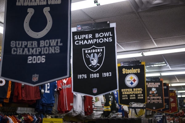 NFL gear is seen inside the Uniform Sports shop at the Las Vegas