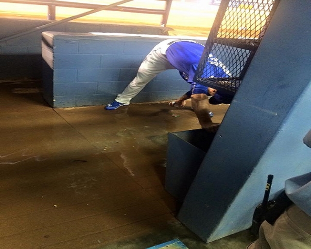 An unnamed player tries not to wreck his cleats (51‘s Facebook)