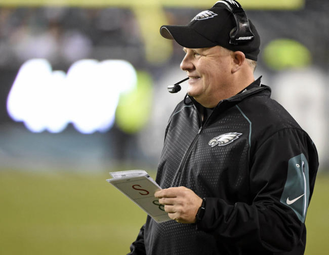 Dec 26, 2015; Philadelphia, PA, USA; Philadelphia Eagles head coach Chip Kelly during the fourth quarter against the Washington Redskins at Lincoln Financial Field. The Redskins defeated the Eagle ...