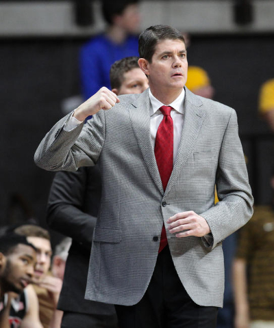 Jan 9, 2016; Laramie, WY, USA; UNLV Runnin‘ Rebels head coach Dave Rice reacts against the Wyoming Cowboys during the first half at Arena-Auditorium. The Cowboys beat the Runnin‘ Rebel ...