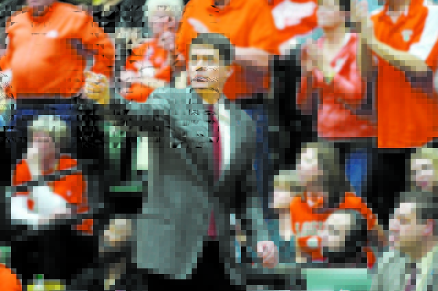 Feb 7, 2015; Fort Collins, CO, USA; UNLV Rebels head coach Dave Rice calls out from his sideline in second half against the Colorado State Rams at Moby Arena. The Rams defeated the Rebels 83-82. M ...