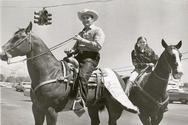 Darwin Lamb is shown on May 2, 1970.  Lamb was a world-class cowboy who won 38 championship buckles and 21 saddles. (John Kosienski/Las Vegas Review-Journal file)