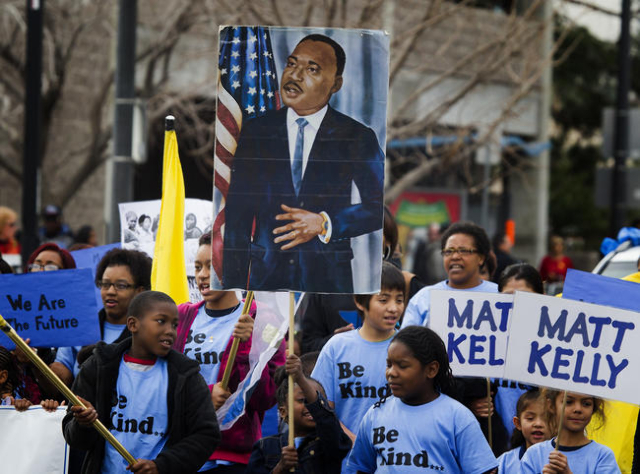 Students from Matt Kelly Elementary School march Monday, Jan. 19, 2015, in the 33rd Annual Dr. Martin Luther King Jr. Parade in downtown Las Vegas. (Jeff Scheid/Las Vegas Review-Journal file)