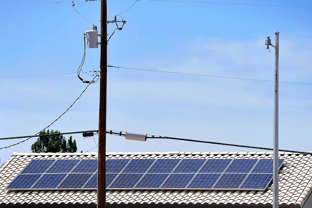 A Las Vegas home with solar panels installed on its roof is seen on Monday, June 16, 2014. (David Becker/Las Vegas Review-Journal)
