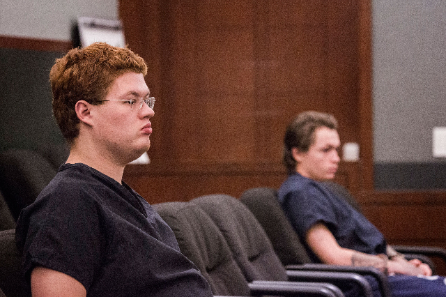Defendants Derrick Andrews, left, and Erich Nowsch appear in Regional Justice Center on May 21, 2015. (Jeff Scheid/Las Vegas Review-Journal)