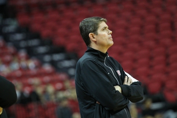 UNLV head coach Dave Rice looks on during the Scarlet and Gray scrimmage at the Thomas & Mack Center in Las Vegas on Thursday, Oct. 15, 2015. Chase Stevens/Las Vegas Review-Journal