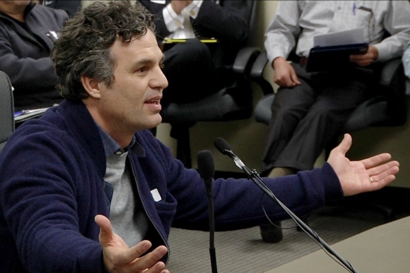 Actor Mark Ruffalo admonishes members of the Nevada Public Utilities Commission on Wednesday, January 13, 2016, for voting for a new net metering rate that will force solar consumers to pay more a ...