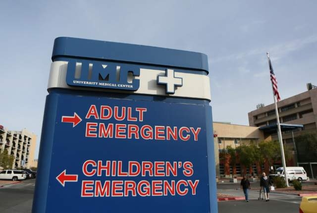 A sign is shown near University Medical Center‘s emergency department entrance at UMC Wednesday, Jan. 28, 2015, in Las Vegas. (Ronda Churchill/Las Vegas Review-Journal)