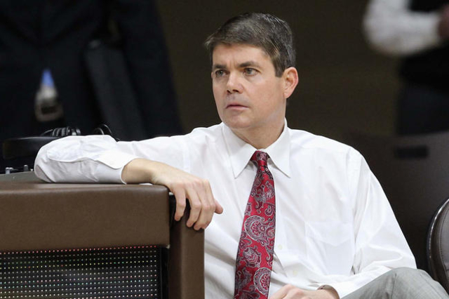 UNLV Runnin‘ Rebels head coach Dave Rice before the game against the Wyoming Cowboys at Arena-Auditorium in 2014. Mandatory Credit: Troy Babbitt-USA TODAY Sports