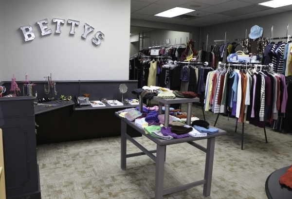 Donated clothing and accessories to Project 150 are displayed at Betty‘s Boutique on Thursday, Jan. 21, 2016, in Las Vegas. Project 150, the local charity that provides basic necessities to ...
