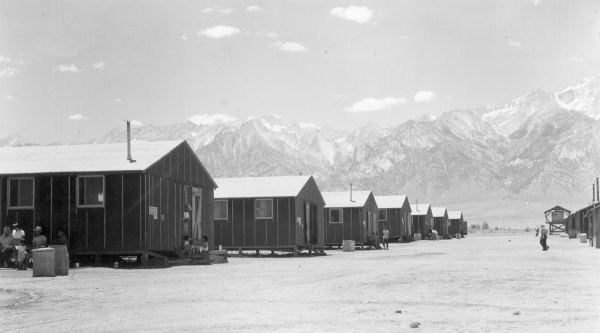 A row of barracks at the relocation center in Manzanar, California, is shown in this photo from July 1942. DOROTHEA LANGE/JAPANESE AMERICAN RELOCATION DIGITAL ARCHIVE