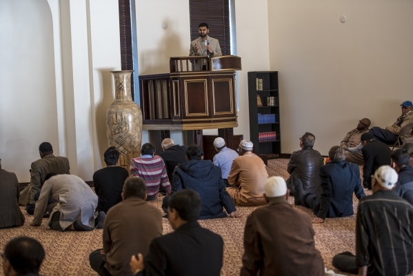 Athar Haseebullah speaks during prayer service at Masjid Ibraham in Las Vegas on Friday, Jan. 29, 2016. The mosque opened over the weekend. Joshua Dahl/Las Vegas Review-Journal