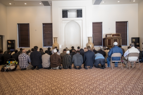 Members pray together at Masjid Ibraham in Las Vegas on Friday, Jan. 29, 2016. The mosque opened over the weekend. Joshua Dahl/Las Vegas Review-Journal