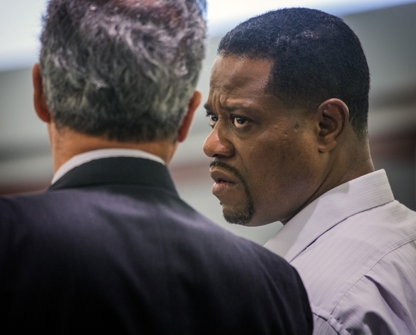 Warren McClinton, right, who spent more than six years in the Clark County Detention Center without a conviction, confers with his attorney Ozzie Fumo during his sentencing at the Regional Justice ...