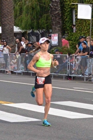 Las Vegas‘ Christina Vergara Aleshire runs in the 2015 Los Angeles Marathon. COURTESY