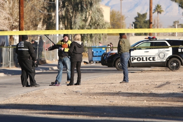 Las Vegas police are investigating a homicide at an apartment complex near downtown on 2300 Olive Street, near where Charleston Boulevard meets Fremont Street on Wednesday, Feb. 3, 2016. Bizuayehu ...