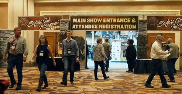 Attendees enter the Safari Club International convention at the Mandalay Bay Resort and Casino in Las Vegas, Wednesday, Feb. 3, 2016. Jerry Henkel/Las Vegas Review-Journal