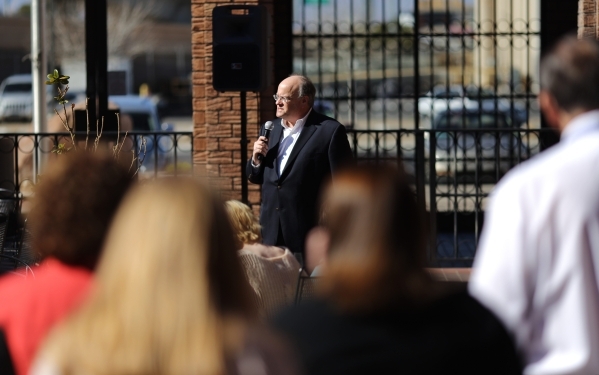 Keith Moyer speaks to Las Vegas Review-Journal employees after being announced as the new Editor of the paper on Friday, Feb. 5, 2016 in Las Vegas. Brett Le Blanc/Las Vegas Review-Journal Follow @ ...