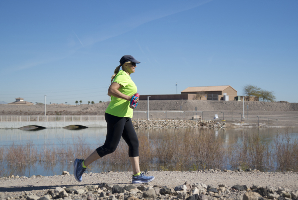 Cynthia Ganey runs during the Jackpot Ultra Running Festival at Cornerstone Park in Henderson on Friday, Feb. 12, 2016. Ganey is currently organizing the seventh annual Moms Rock! at the Diane Sny ...