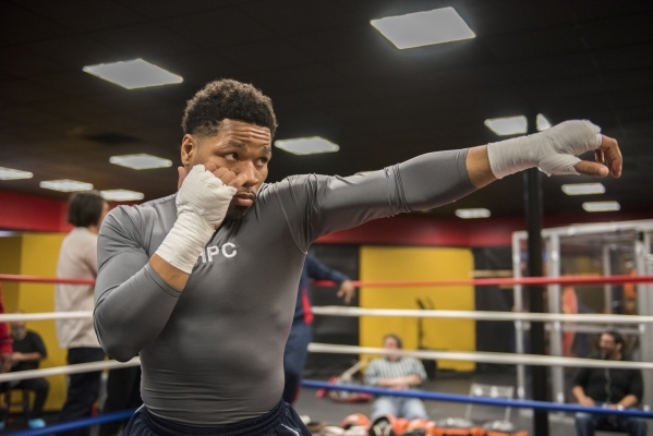 Professional boxer and former IBF welterweight champion "Showtime" Shawn Porter is seen shadow boxing at his gym, the Porter Hy-Performance center, in Las Vegas on Thursday, Feb. 18, 201 ...