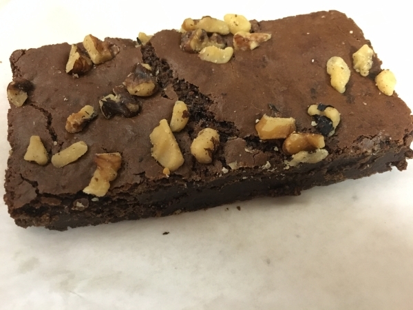 A chocolate brownie with walnuts is seen from Veganbites Bakery, 8876 S. Eastern Ave. No. 101, Feb. 12. The bakery is known for its vegan goodies with wheat-free and gluten-free options. Sandy Lop ...