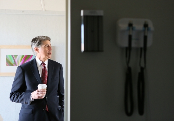 Donald Giancursio, chief executive officer of UnitedHealthcare‘s Nevada, Utah and Idaho markets, checks out a patient exam room in a mobile medical center outside UnitedHealthcare/Southwest  ...