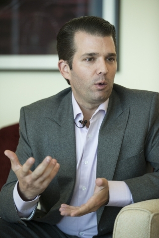 Donald Trump Jr. speaks during an interview with the Las Vegas Review-Journal at the Trump International hotel on Friday, Feb. 19, 2016, in Las Vegas. Erik Verduzco/Las Vegas Review-Journal Follow ...