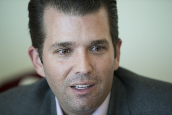 Donald Trump Jr. speaks during an interview with the Las Vegas Review-Journal at the Trump International hotel on Friday, Feb. 19, 2016, in Las Vegas. Erik Verduzco/Las Vegas Review-Journal Follow ...